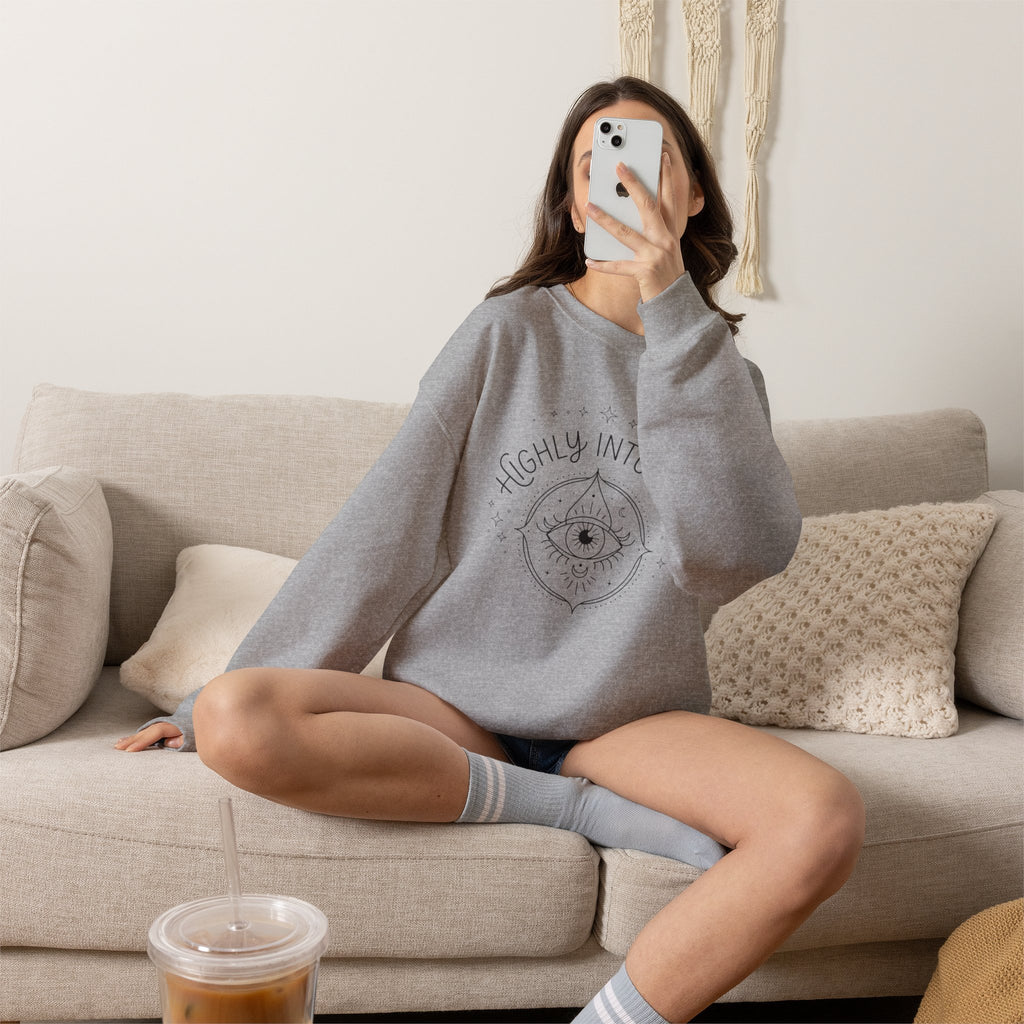 Highly Intuitive Crewneck Sweatshirt — Mystic Eye Graphic