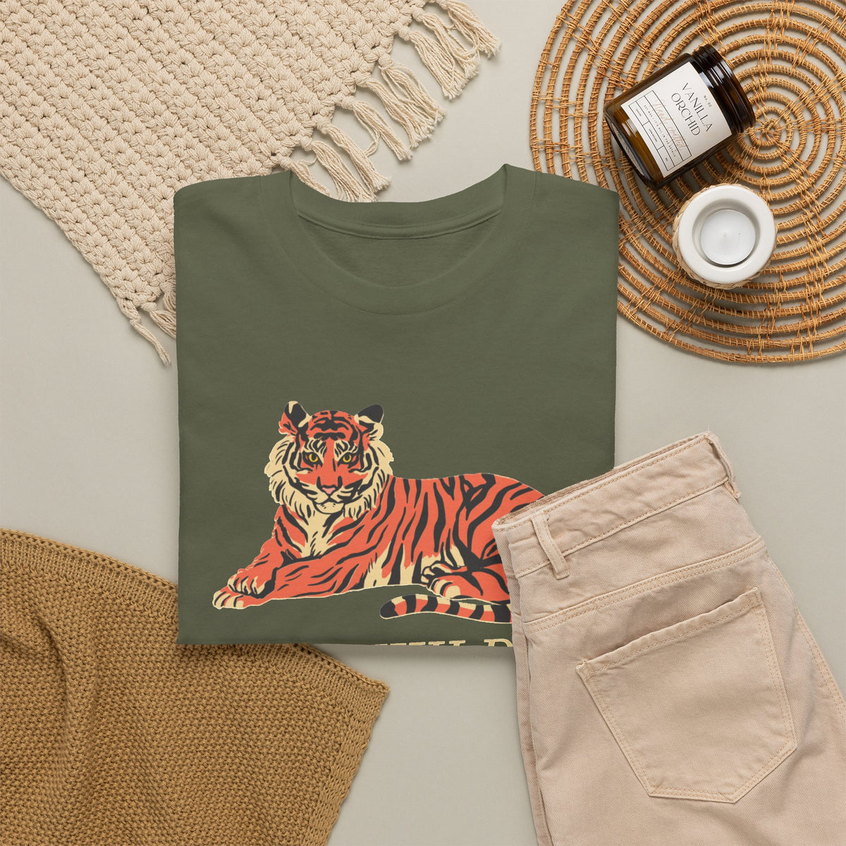 Tiger Graphic Tee — "Stay Wild / Stay Soft" Cotton T-Shirt
