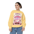 Grounded and Still Delusional Sweatshirt — Retro Pink Fortune Teller Graphic