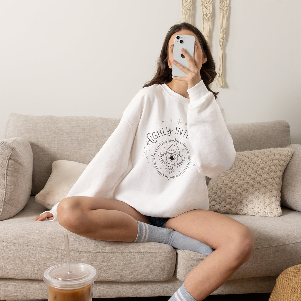 Highly Intuitive Crewneck Sweatshirt — Mystic Eye Graphic